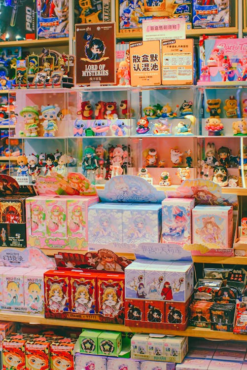 Content & IP Projects free photo of colorful anime and collectibles toy store display