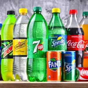 poznan poland apr bottles global soft drink brands including products coca cola company pepsico bottles global soft 114614636